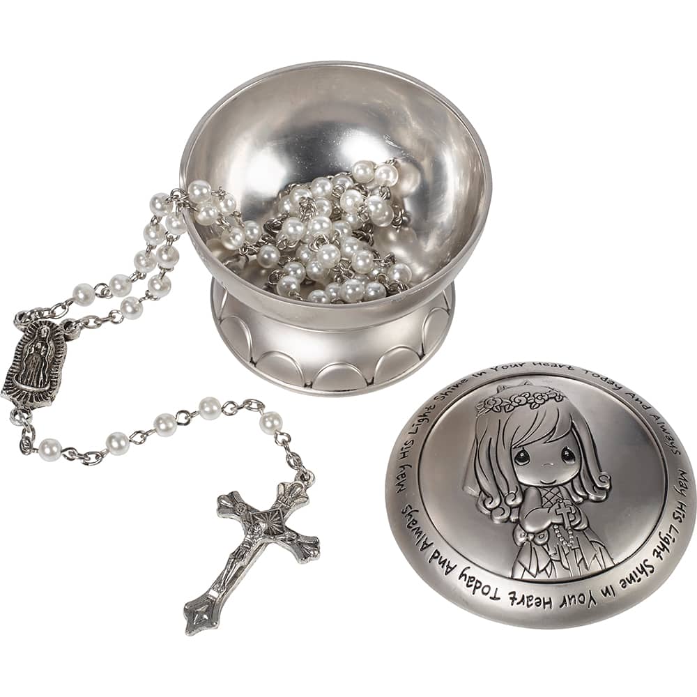 2&#x22; May His Light Shine In Your Heart Today &#x26; Always Silver Rosary Box
